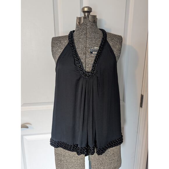 Development by Erica Davies Studded /beaded Tank Racerback 100% silk lined top - Picture 1 of 11